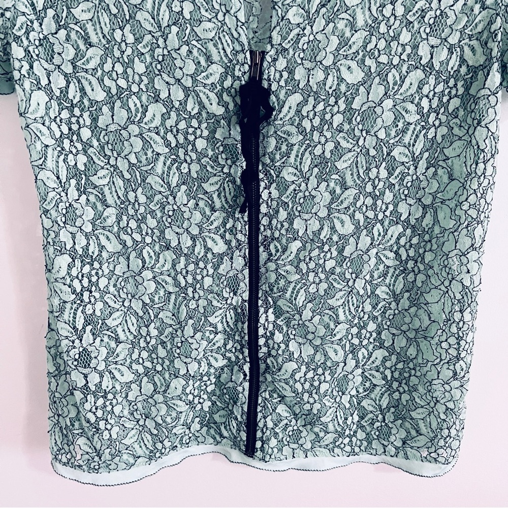 Loft Teal Lace Short Sleeve Top - Picture 11 of 12